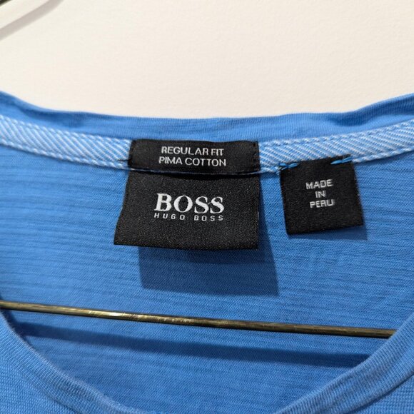 Hugo Boss Pima Cotton Azure Blue T-Shirt Luxury Normcore 28.5 Inches L - Picture 4 of 6